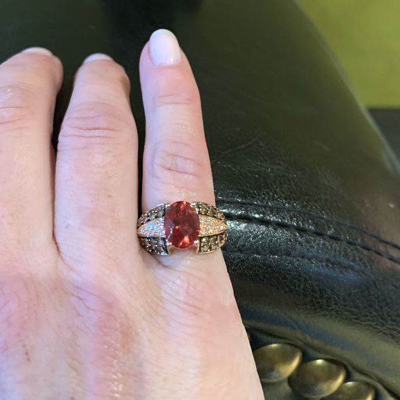 14K Rose Gold - Fire Opal & Diamond Cocktail Ring - Picture 7 of 7